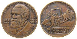 Cyrus Hall McCormick (1809-1884) - 1931 - Medaille  ss