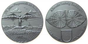 Berblinger Albrecht Ludwig (1770-1829)  - 175 Jahre erster Flugversuch 1811 - 1986 o.J. - Medaille  vz-stgl