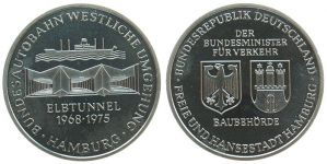 Hamburg - Elbtunnel - 1975 - Medaille  vz