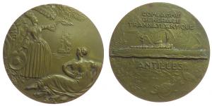 Compagnie Générale Transatlantique - auf das Passagierschiff Antilles - o.J. - Medaille  vz