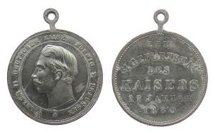 Wilhelm II. (1888-1918) - zum 31. Geburtstag - 1889 - tragebare Medaille  ss