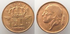 Belgien - Belgium - 1969 - 50 Centimes  unc