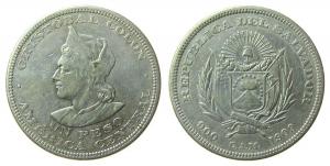 El Salvador - 1909 - 1 Peso  ss+