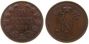 Finnland - Finland - 1908 - 10 Pennia  ss+