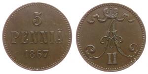 Finnland - Finland - 1867 - 5 Pennia  vz-unc