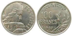 Frankreich - France - 1957 - 100 Francs  ss
