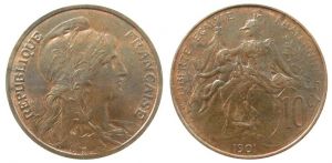 Frankreich - France - 1901 - 10 Centimes  vz