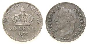 Frankreich - France - 1866 - 20 Centimes  schön