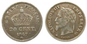 Frankreich - France - 1867 - 20 Centimes  ss