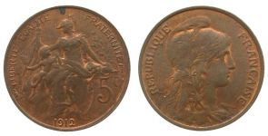 Frankreich - France - 1912 - 5 Centimes  ss-vz