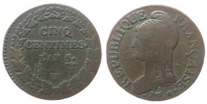 Frankreich - France - 1795-1799 An 5 - 5 Centimes  schön