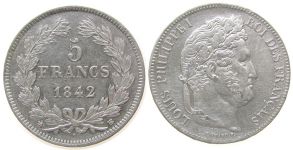 Frankreich - France - 1842 - 5 Francs  fast vz