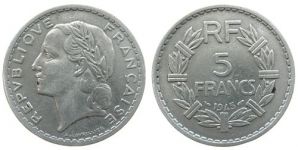 Frankreich - France - 1945 - 5 Francs  ss