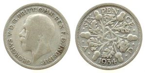 Großbritannien - Great-Britain - 1934 - 6 Pence  schön