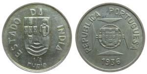 Indien Portugal - India Portugal - 1936 - 1/2 Rupie  ss-vz