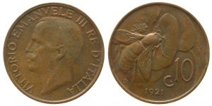 Italien - Italy - 1921 - 10 Centesimi  vz-unc