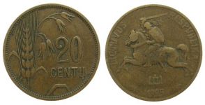 Litauen - Lithuania - 1925 - 20 Centu  s-ss