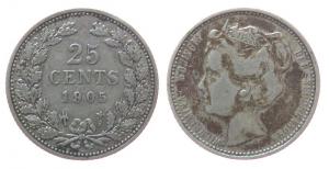Niederlande - Netherlands - 1905 - 25 Cent  fast ss
