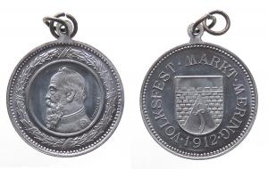 Luitpold Prinzregent von Bayern - auf das Volksfest Markt Mering - 1912 - tragbare Medaille  vz-stgl