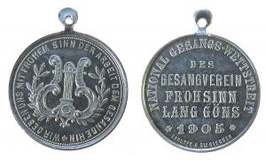 Langgöns - auf den Nationalen Gesangs-Wettstreit - 1905 - tragbare Medaille  vz