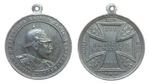 Wilhelm II. (1888-1918) - Erinnerung a.d. Manöver - 1898 - tragbare Medaille  ss+
