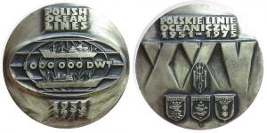 Polnische Ozeanlinie - auf den 25. Jahrestag - 1975 - Medaille  vz