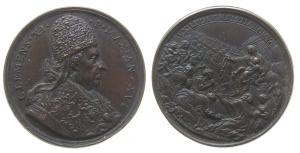 Clemens XI. (1700-1721) - auf die Wiederaufnahme der militärischen Operationen gegen die Türkei - 1715 / 16 - Medaille  vz