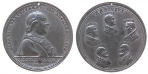 Pius VI. (1775-1799) - auf seinen Besuch in Wien - 1782 - Medaille  ss+