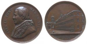 Pius IX (1846-1878) - auf die Erweiterung der Psychiatrischen Klinik - 1867 - Medaille  fast vz