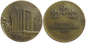 Wiesbaden - auf die Internationale Hetzhundeschau - 1954 - Medaille  vz