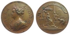 Anna (1702-1714) - auf den Kampf um Saragossa (Zaragossa) - 1710 - Medaille  ss+