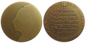 Rubinstein Arthur (1887-1982) - auf den Pianomeisterwettbewerb in Jerusalem - 1974 - Medaille  vz