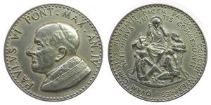 Paul VI (1963-1978) - auf seine Reise zur UNO - 1966 / 67 - Medaille  vz