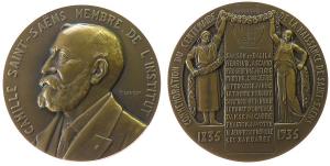 Saint-Saëns Camille (1835-1921) - auf seinen 100. Geburtstag - 1937 - Medaille  vz