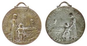 Gedenktag der Waisen - Journee des Orphelins - 1916 - tragbare Medaille  ss+