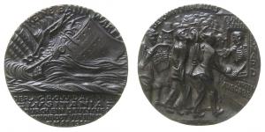 Untergang der Lusitania - auf die Torpedierung des britischen Passagierdampfers Lusitania durch das deutsche U-Boot U2 - 1915 - Medaille  gußfrisch