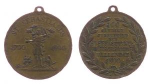 Vallendar - auf das 100.jährige Bestehen der Schützengesellschaft St. Sebastianus - 1890 - tragbare Medaille  ss