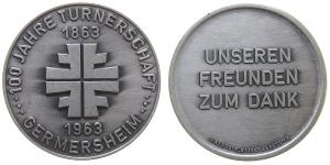 Germersheim - 100 Jahre Turnerschaft - 1963 - Medaille  vz