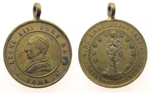 Leo XIII (1878-1903) - Heilige Jungfrau Maria - o.J. - tragbare Medaille  ss