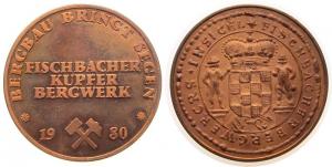 Fischbach (Nahe) - Kupferbergwerk - 1980 - Medaille  vz