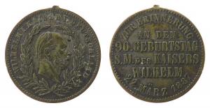 Wilhelm I. (1861-1888) - zur Erinnerung an seinen 90. Geburtstag - 1887 - Medaille  ss