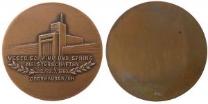 Oberhausen - auf die Westdeutschen Schwimm- und Springmeisterschaften - 1950 - Medaille  vz