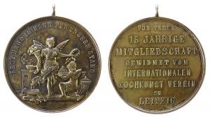 Leipzig - für treue 15jährige Mitgliedschaft - o.J. - tragbare Medaille  ss+