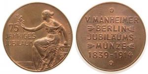 Manheimer V. - auf das 75. Firmenjubiläum - 1914 - Medaille  vz
