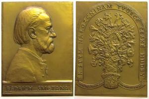 Smetana Bedrich (1824-1884) - auf seinen 100. Geburtstag - 1924 - Plakette  vz