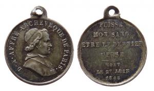 Affre D.A. - auf den Tod des Erzbischhofs von Paris - 1848 - Miniaturmedaille  ss+