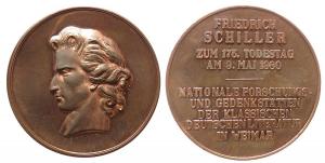 Schiller Friedrich (1759-1805) - auf seinen 175. Todestag in Weimar - 1980 - Medaille  vz