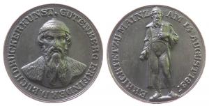 Gutenberg Johann (um 1400-1468) - auf die Errichtung des Gutenberg Denkmals in Mainz - 1837 - Medaille  fast vz