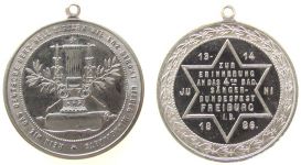 Freiburg - zur Erinnerung an das vierte badische Sängerbundesfest - 1886 - tragbare Medaille  vz