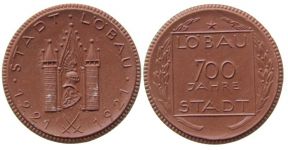 Löbau - 700 Jahre Stadt - 1921 - Medaille  vz
